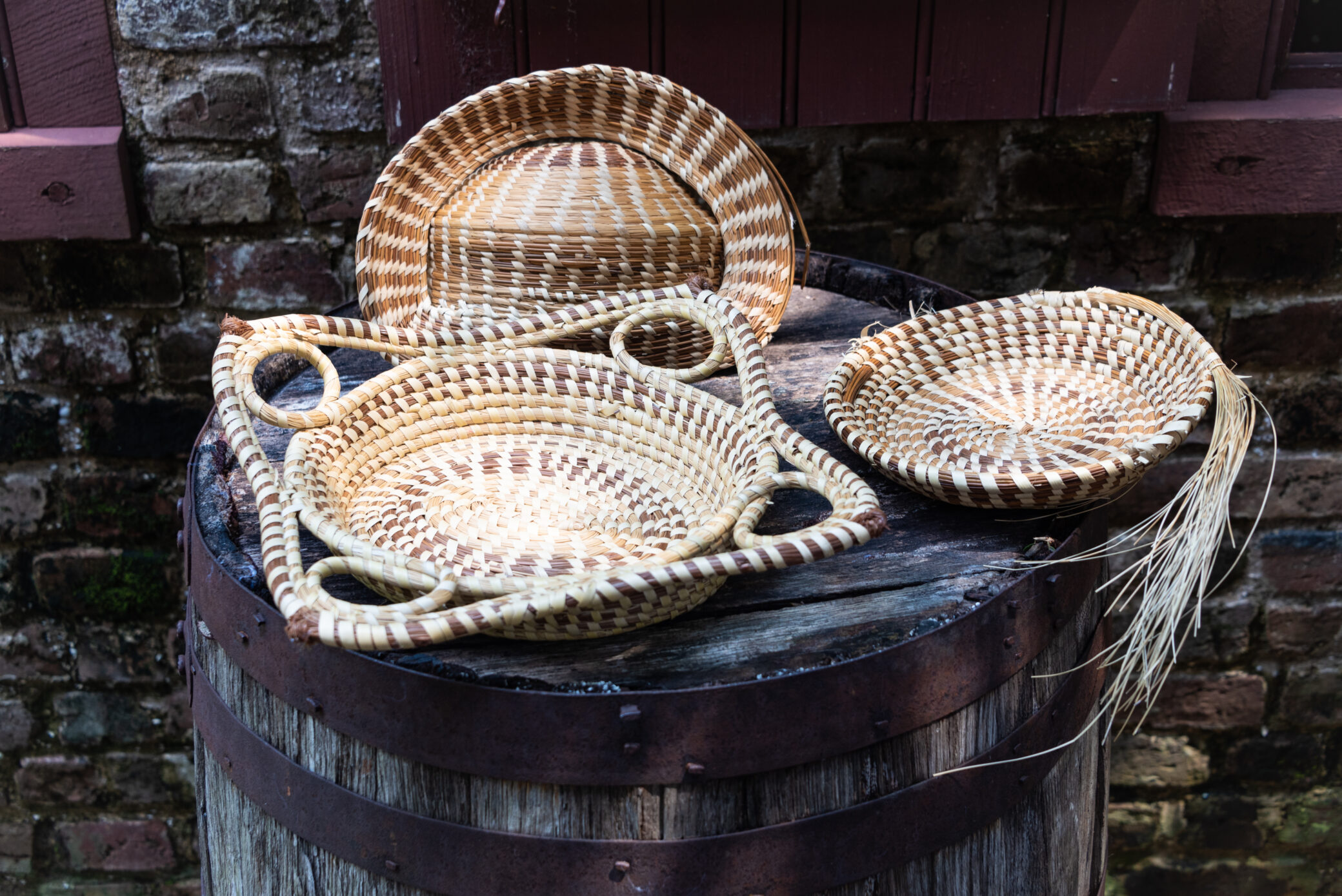 sweet grass baskets made by Gullah Geechee in Hilton Head Island South Carolina